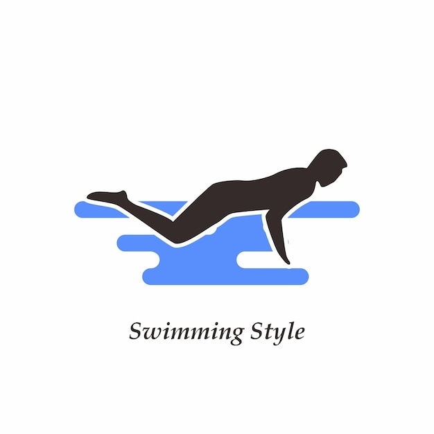 Vector hand drawn flat design swimming logo template