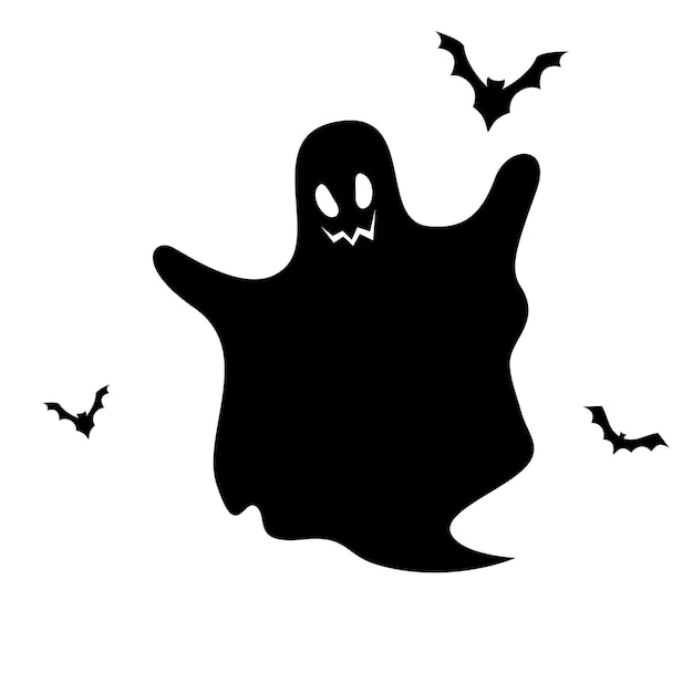 Vector hand drawn flat halloween ghost illustration