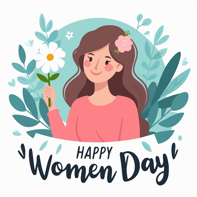 Vector hand drawn flat happy womens day illustration