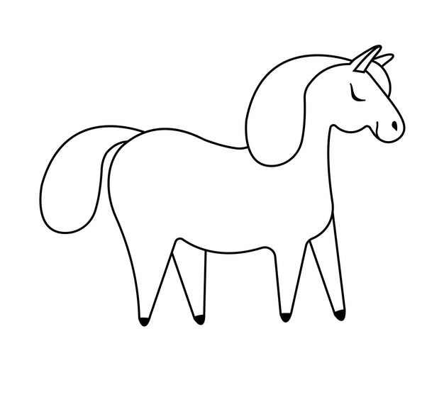 Vector hand drawn flat horse