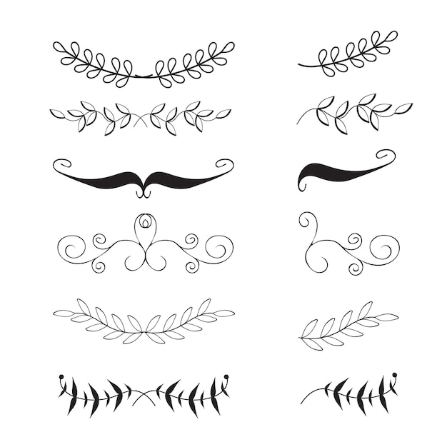 Vector hand drawn floral elements Decor elements in doodle style