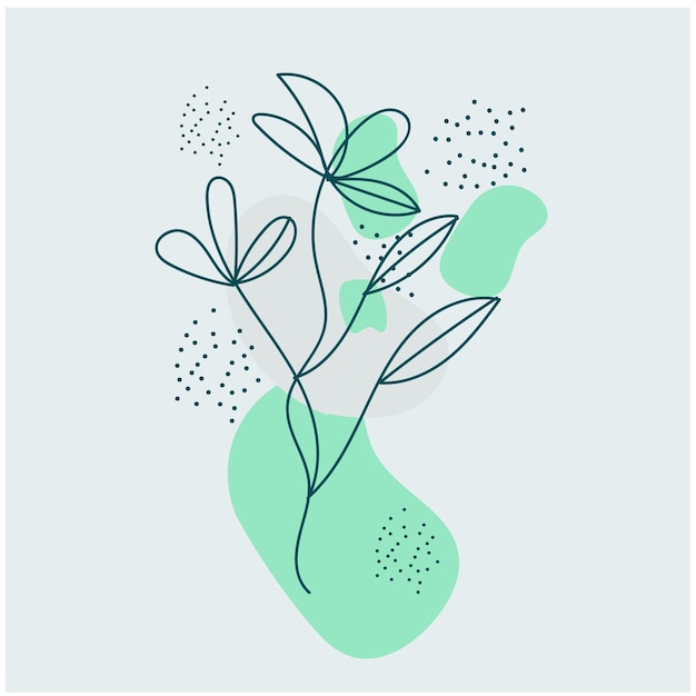 Vector hand drawn floral flower leaves poster