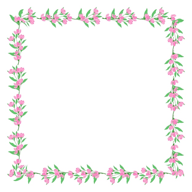 Vector hand drawn floral frame on white background