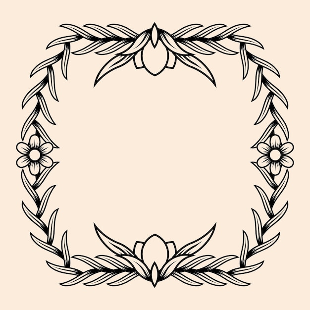 vector hand drawn floral frame