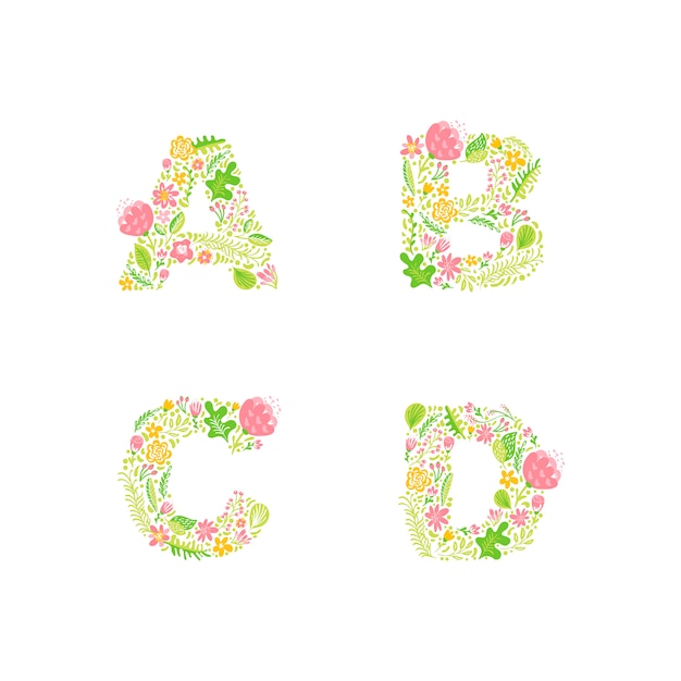 Vector Hand Drawn floral uppercase letter monograms or logo. 