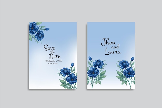 vector hand drawn floral wedding invitation card