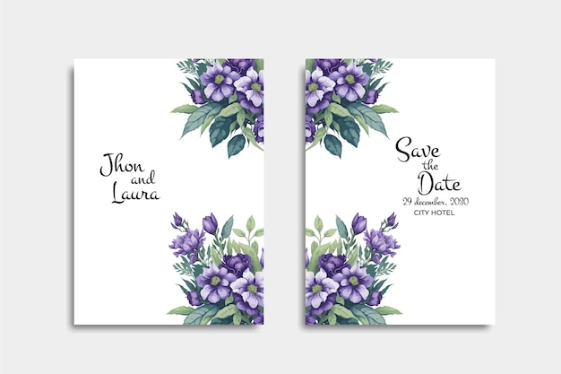 vector hand drawn floral wedding invitation card