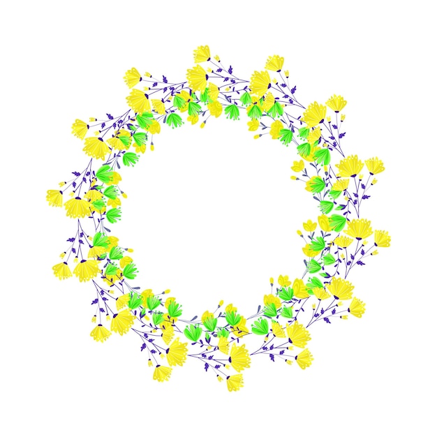 Vector hand drawn floral wreath on white background