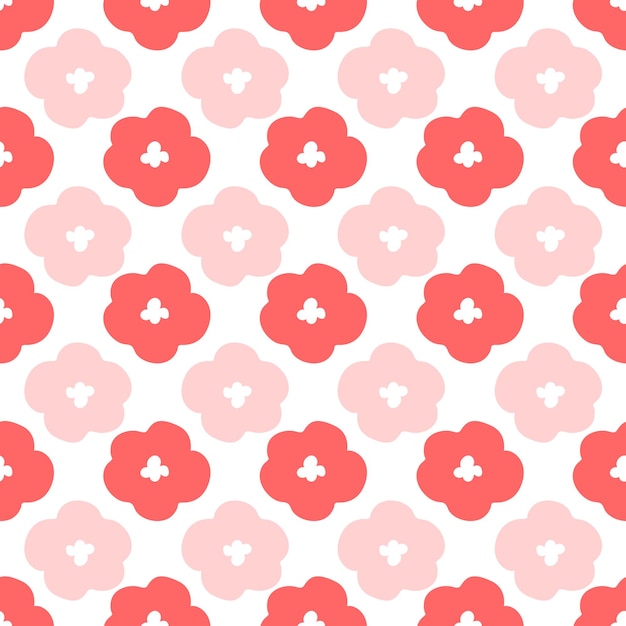 Vector hand drawn flowers with seamless pattern