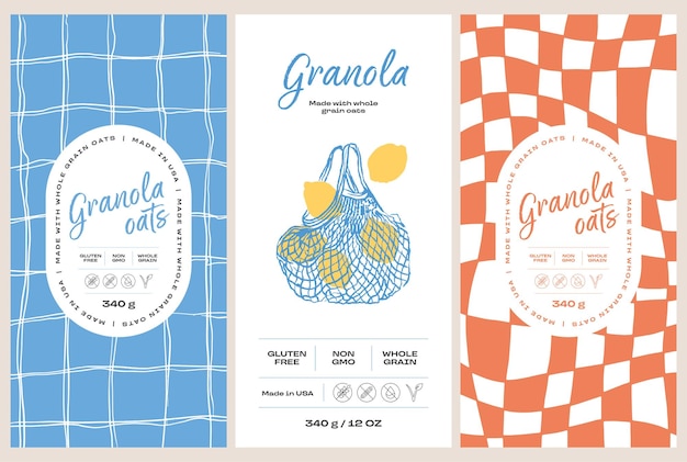 Vector hand drawn food packaging label design template for cafe or restaurant