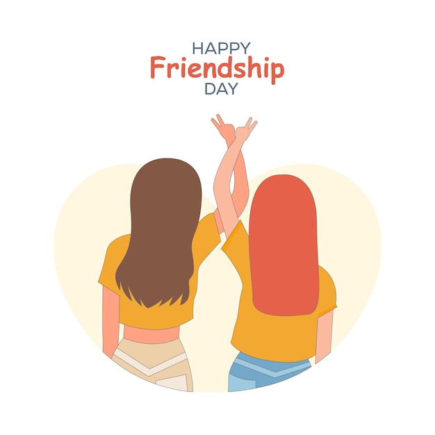 Vector vector hand drawn friendship day illustration with happy friends