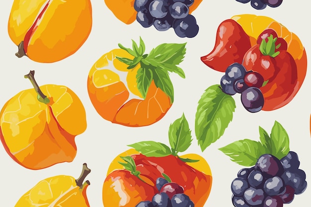 Vector hand drawn fruits element pattern colorful modern hand drawn trendy abstract pattern