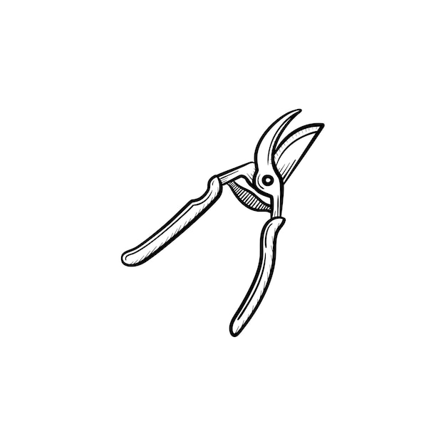 Vector hand drawn Garden pruner outline doodle icon. Garden pruner sketch illustration for print, web, mobile and infographics isolated on white background.