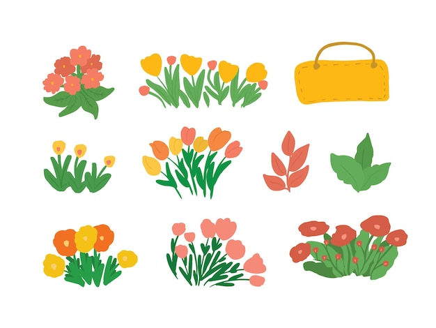 vector hand-drawn gardening elements illustration