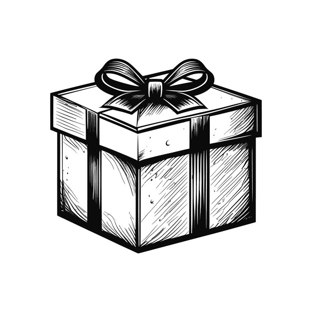 Vector vector hand drawn gift box with bow