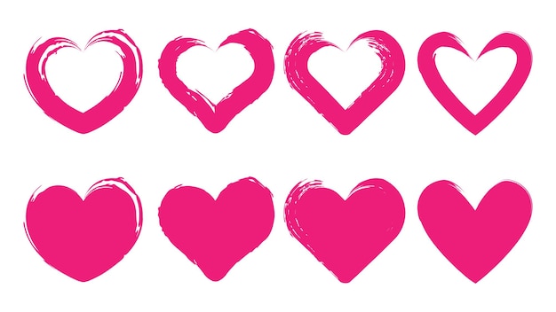 Vector vector hand drawn heart shape collection