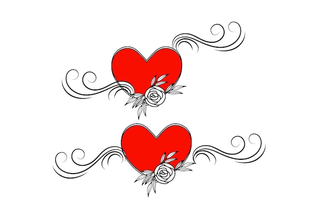 vector hand drawn hearts border and frame