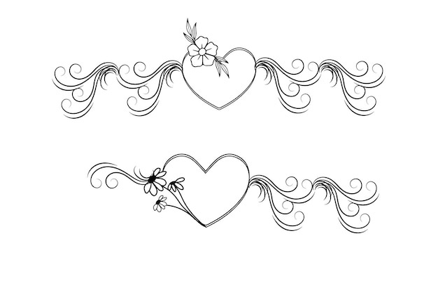 Vector vector hand drawn hearts border and frame