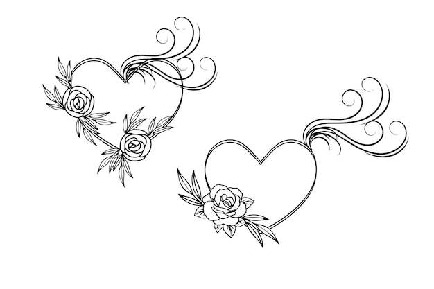 vector hand drawn hearts border and frame