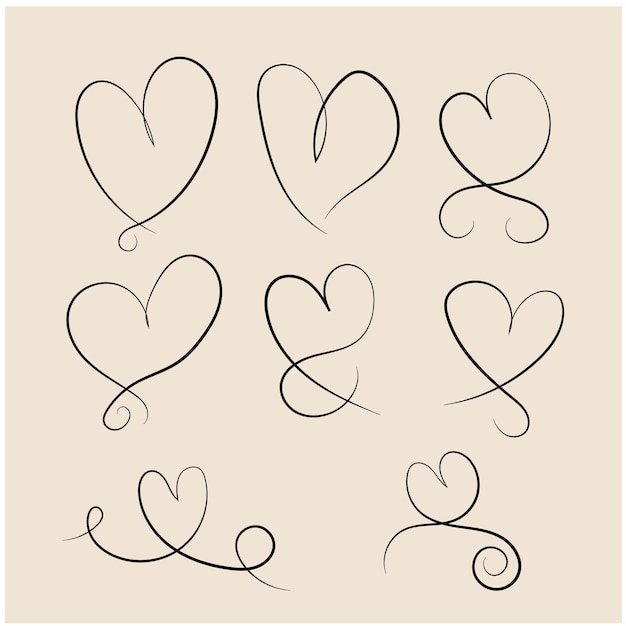 vector hand drawn hearts border and frame