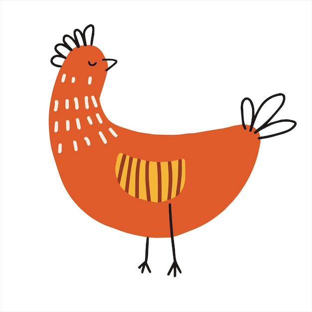 Вектор Векторная ручная курица или птица красочная птица для значка баннера логотип печать карты веб-этикетка