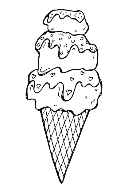 Illustrazione del gelato disegnata a mano vettoriale cute clipart sundae