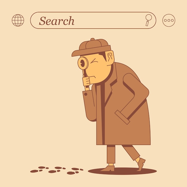 vector hand drawn illustration of a detective looking for something