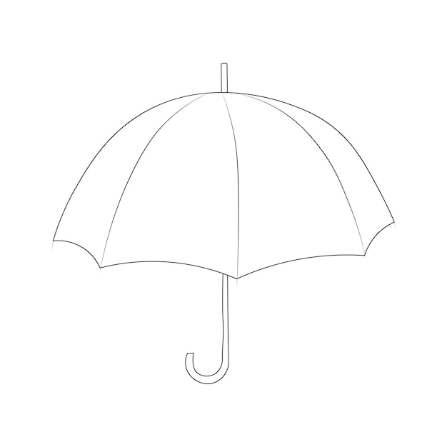 벡터 손으로 그린 그림 낙서 우산 흑백 개요 어린이를위한 색칠
