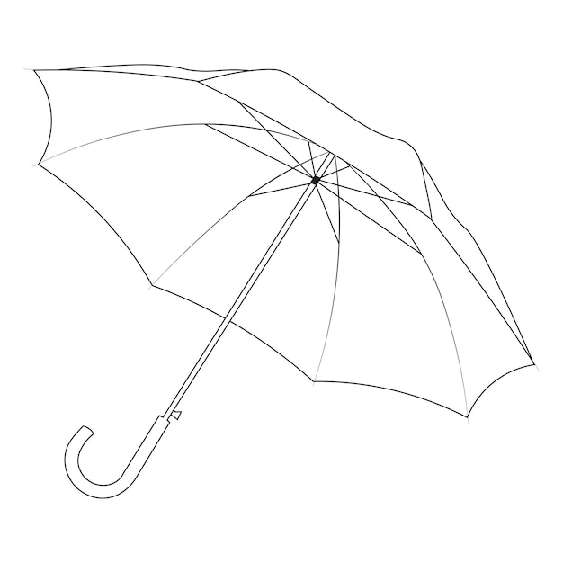 Vector hand drawn illustration doodle umbrella black and white outline coloring for children