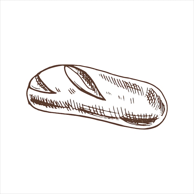 Vector vector hand drawn illustration of loaf of bread isolated on white background