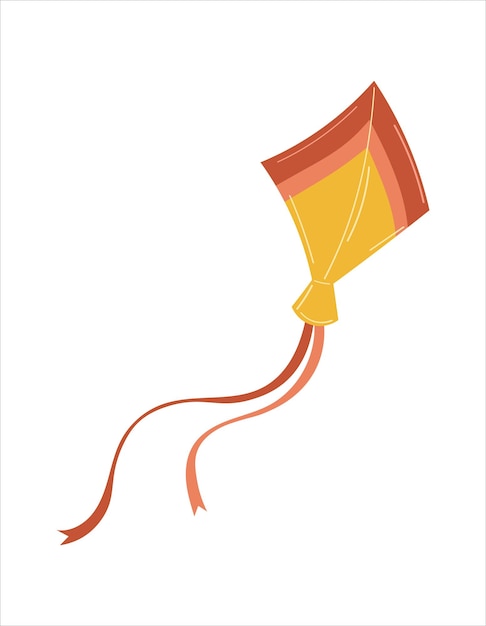 Vector hand drawn illustration
with cute vector kite. Colored kite isolated on a white background.