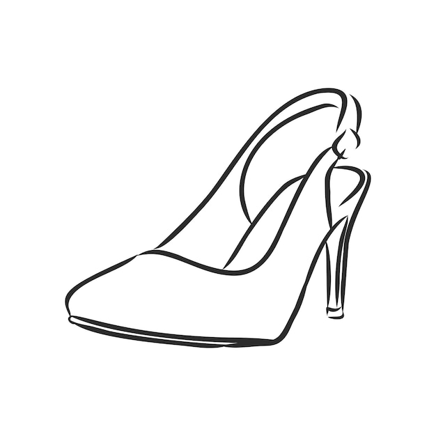 Вектор рисованной иллюстрации женщина обуви эскиз значок, изолированные на фоне