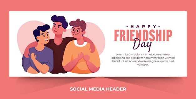 Vector hand drawn international friendship day illustration for social media header design template