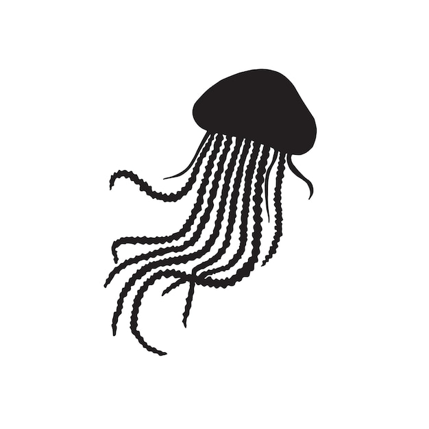 Vector hand drawn jelly fish silhouette