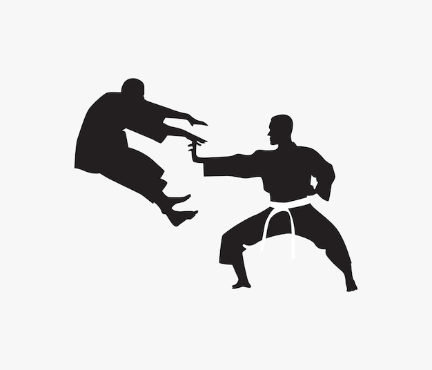 Vector vector hand drawn karate or martial arts silhouette set