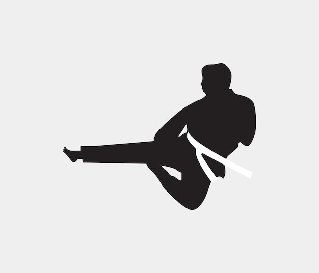 vector hand drawn karate or martial arts silhouette set