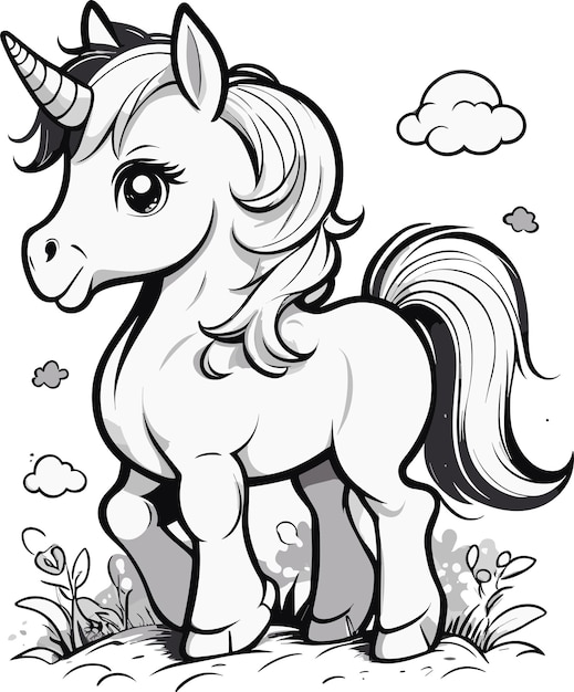 vector hand drawn kawaii coloring book illustration