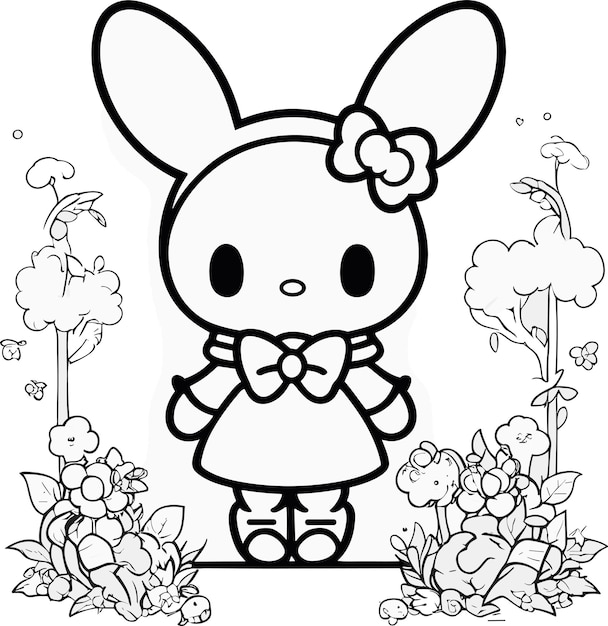 vector hand drawn kawaii coloring book illustration