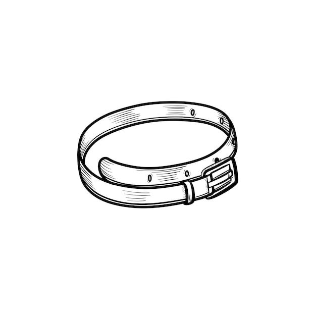 Vector vector hand drawn leather belt outline doodle icon. leather belt sketch illustration for print, web, mobile and infographics isolated on white background.