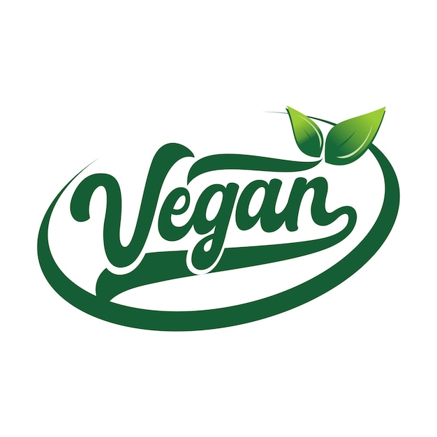 Vettore modello di progettazione del logo biologico vegano con scritta disegnata a mano da vettore