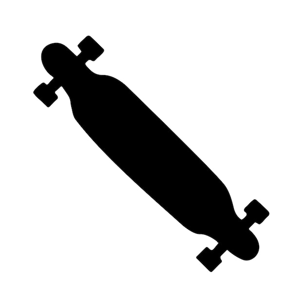 Vector hand drawn longboard skateboard silhouette