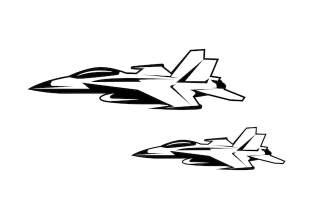 vector hand drawn military fighter jet plane