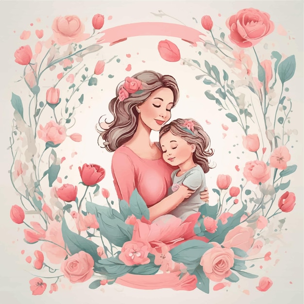 Vector hand drawn mothers day illustration