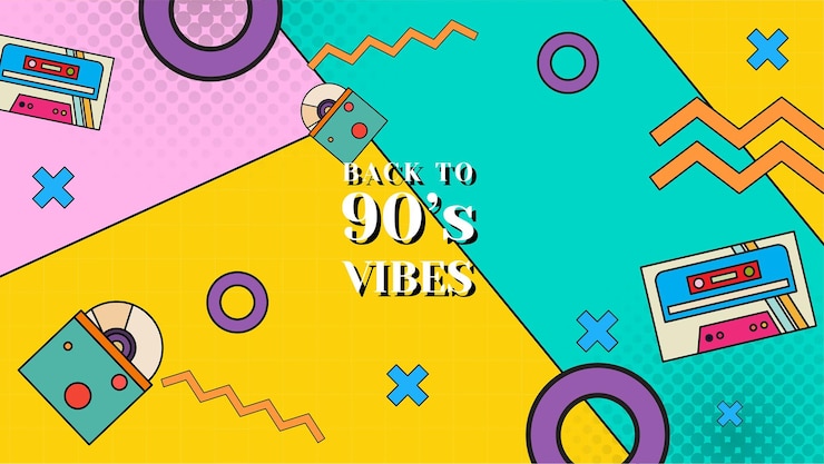 Vector vector hand drawn nostalgic 90s style background