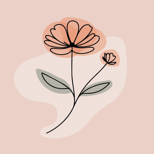 Vector vector hand drawn one line flower art illustration