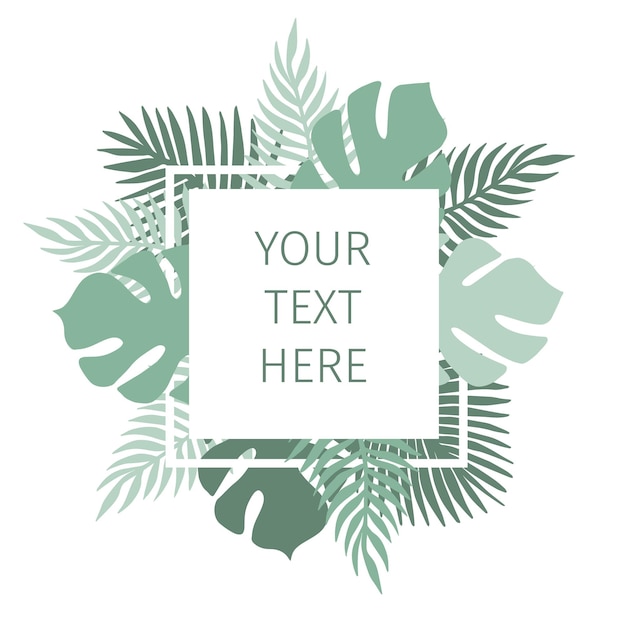 Vector hand drawn palm leaves frame banner