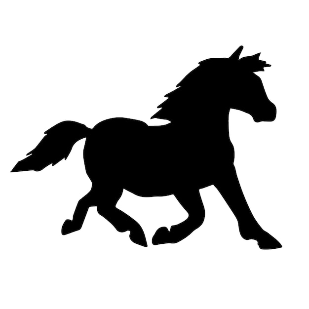 Vector hand drawn pony horse silhouette