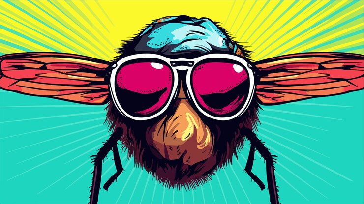 Vector vector hand drawn pop art illustration of fly