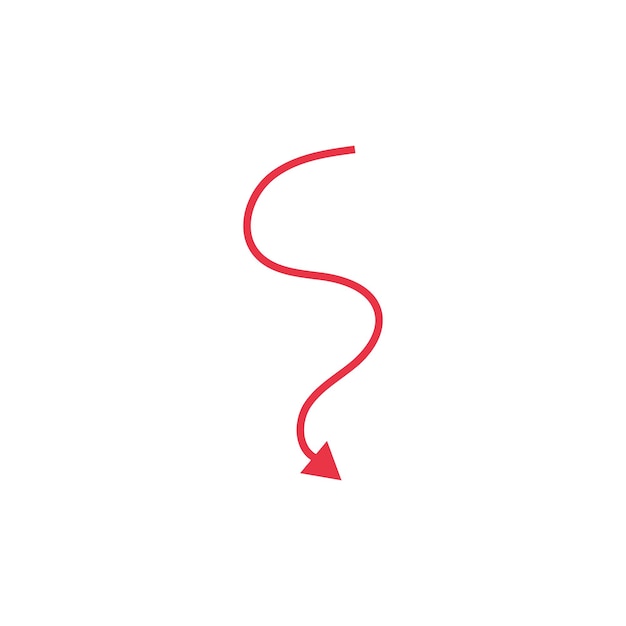 Векторная ручная красная стрелка Doodle указатель на белом фоне