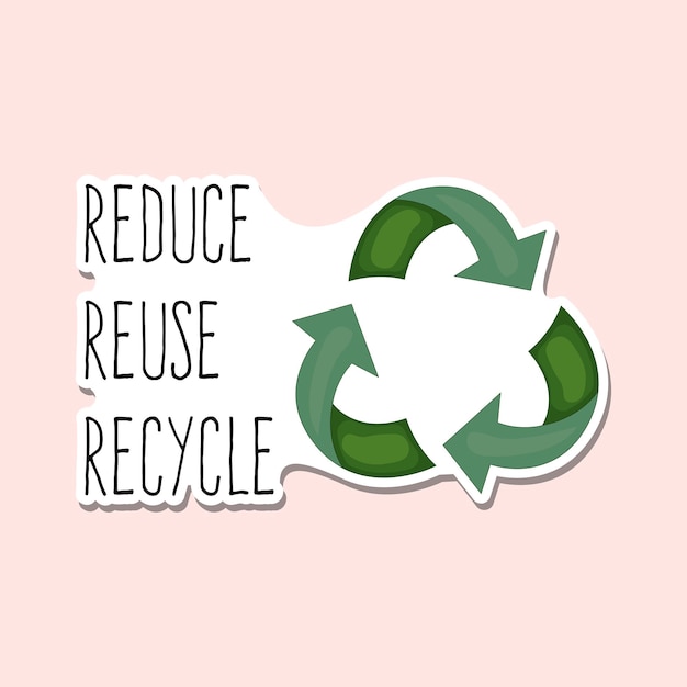 Vector vector hand drawn reduce reuse recycle lettering sticker